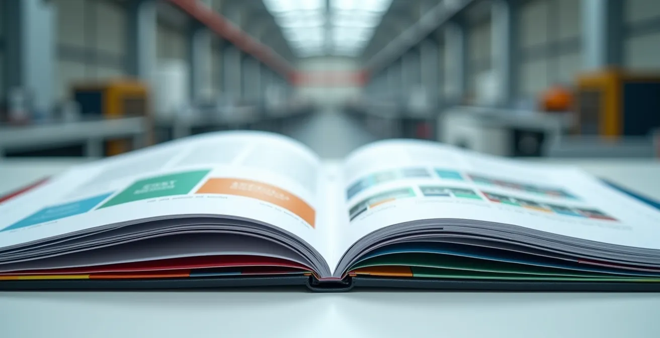 Übersichtliches Farbleitsystem für einen deutschen Industriekatalog