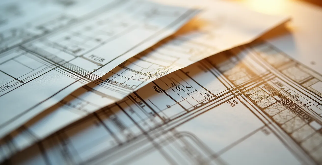 Detailaufnahme hochwertiger Spezialdrucke für Architekturpläne