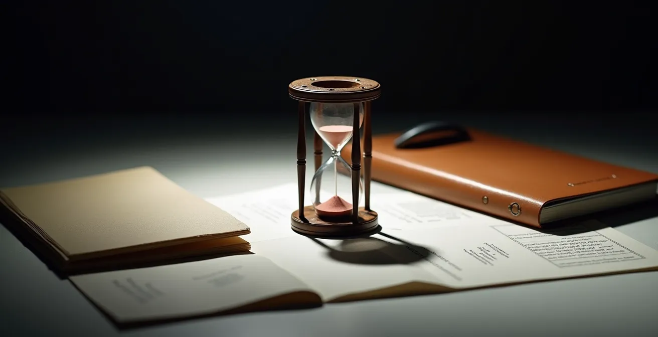 Symbolische Darstellung des Follow-up-Prozesses nach einer B2B-Messe mit einer Sanduhr