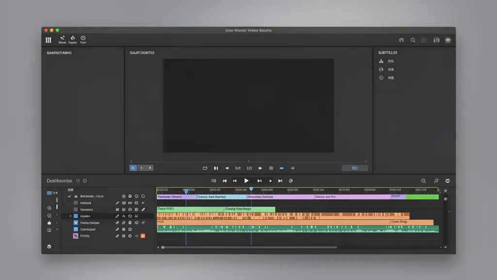 Video-Timeline mit sichtbarer Untertitel-Spur im Editor für KI-Untertitel
