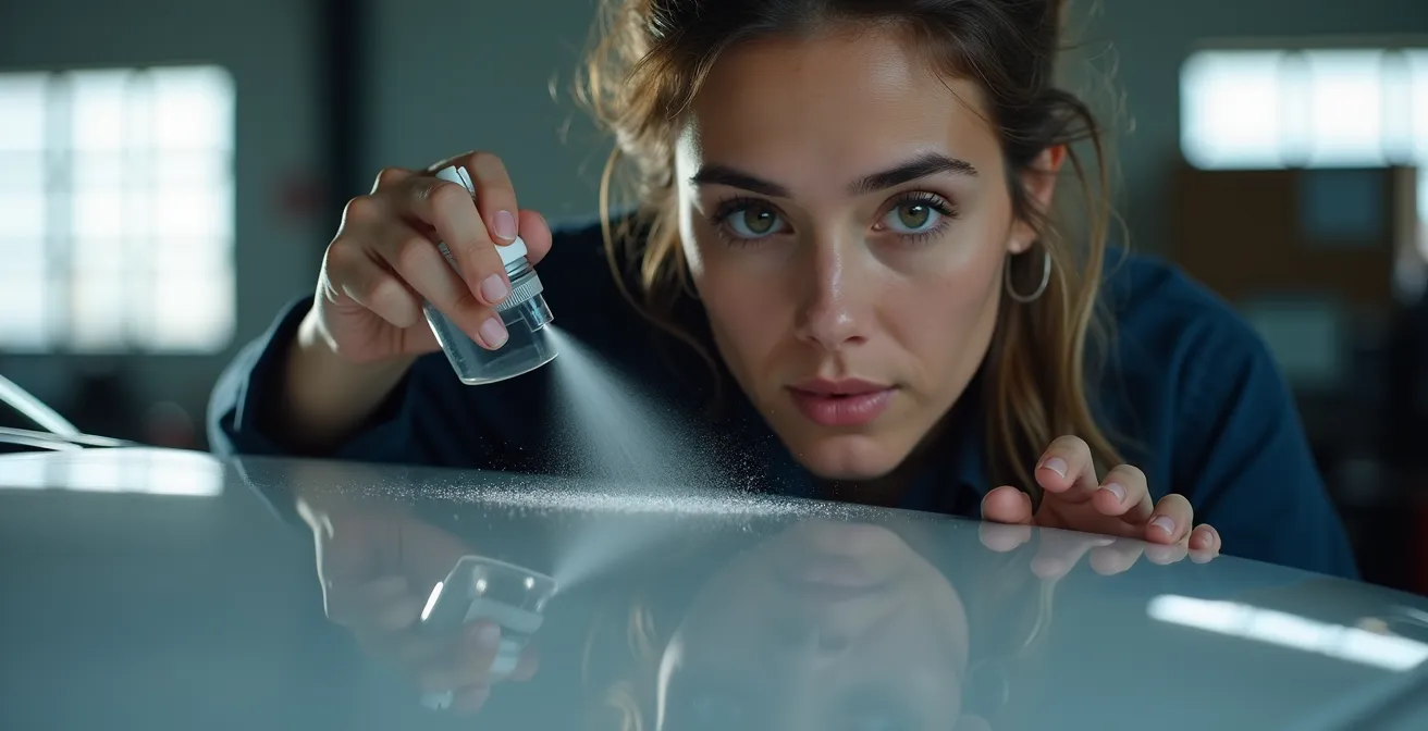 Wassertropfen-Test zur Überprüfung der Oberflächenreinheit vor Folierung